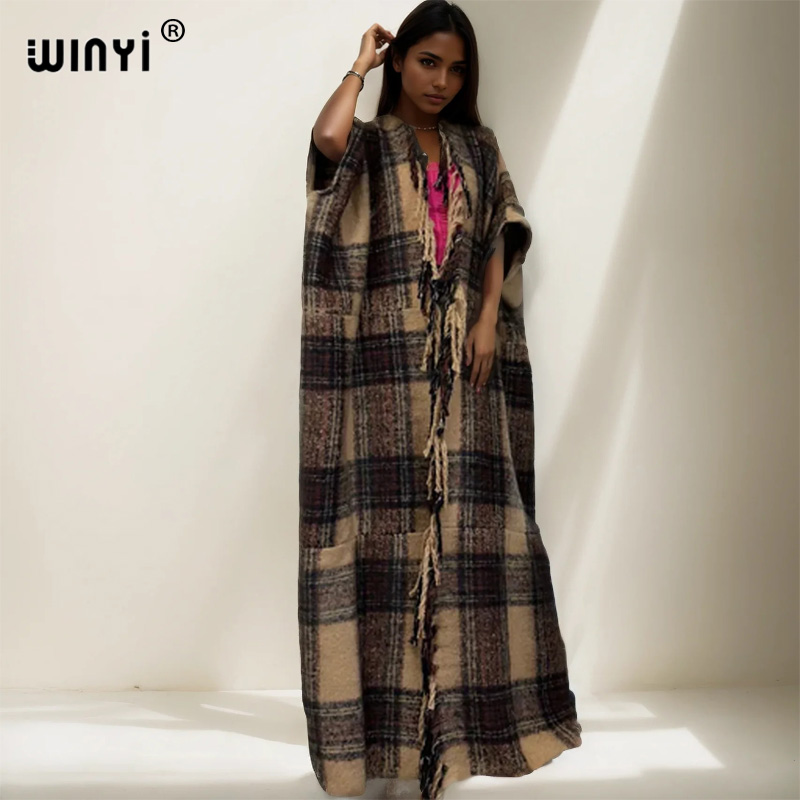 WINYI-cárdigan con estampado clásico africano para mujer, abrigo holgado de , kimono y cálido, invierno: Default Title