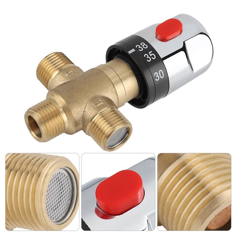 DN15 Brass Thermostatic Mixing Valve Constant Water Temperature Shower Faucet Valve Bathroom Kitchen Tap Valve Accessories
