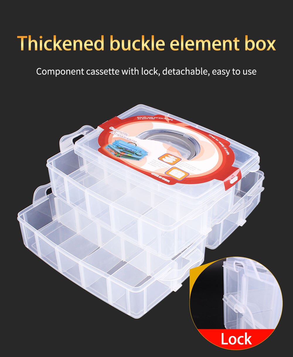 LUXIANZI 3 Layer Adjustable Storage Box With Locking HandleMetal Parts Screwdriver Hardware Multi-function Tool Box Plastic Case