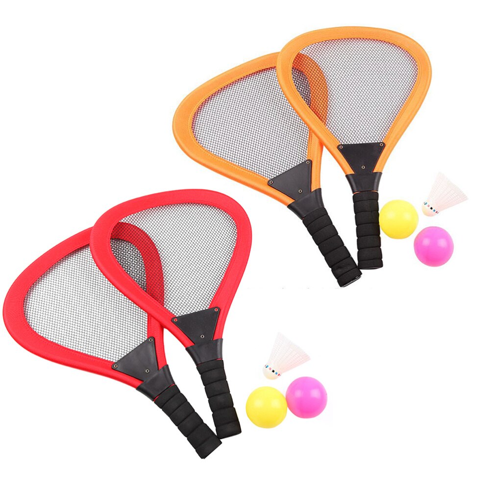 5Pcs Kinderen Doek Tennisracket Strand Rackets Beachball Racket Kids Outdoor Benodigdheden (Rood 2 Stuks Racket, 1Pc Badminton, 2Pcs Oce: Orange
