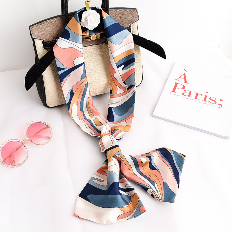 and silk scarf women's and foreign style decoration thin and narrow long scarf Ribbon Hair Band binding belt