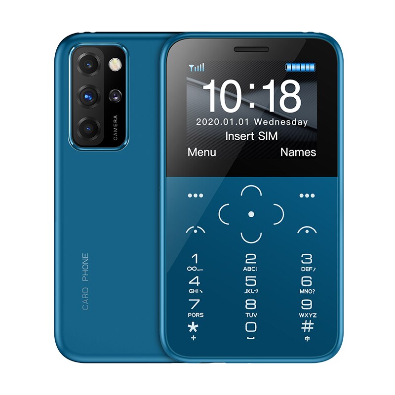 Original SOYES S10P Mini Card Phone 2G GSM 400mAh 1.54'' MTK6261M Cellphone Ultra-Thin Children Small Siz Phones: Blue