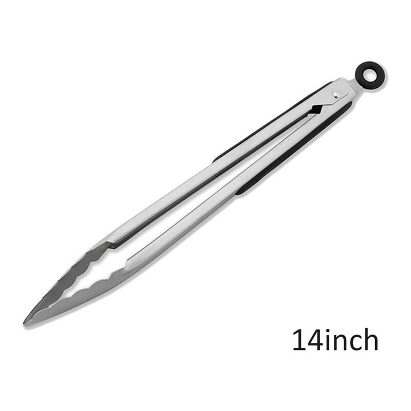 Stainless Steel Salad Tongs BBQ Kitchen Cooking Food Serving Utensil Tong Tools Restaurant Food Folder Kitchen Accessories: 14 Inch