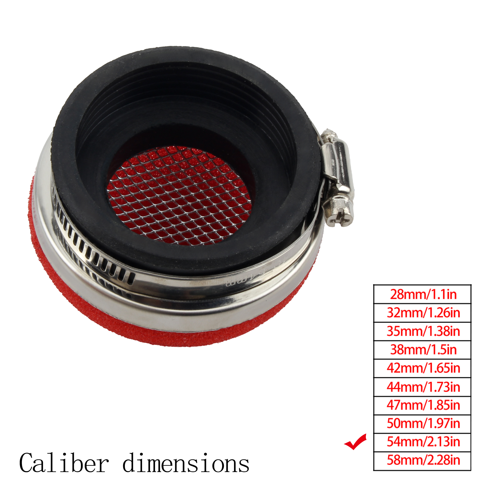 Moto Filtro aria Pulitore Filtro aria 2 tempi Motore sporco fossa bicicletta scooter 28/32/35/38/42/45/50/54/58 MILLIMETRI Parti di Moto: Grigio