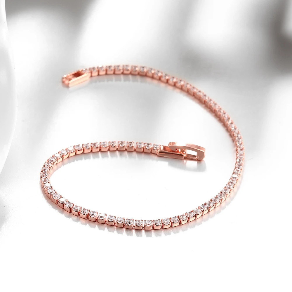 Joias de prata 925 pura 18cm pulseira de tênis 2mm zircônia presente de aniversário pulseiras de prata esterlina real