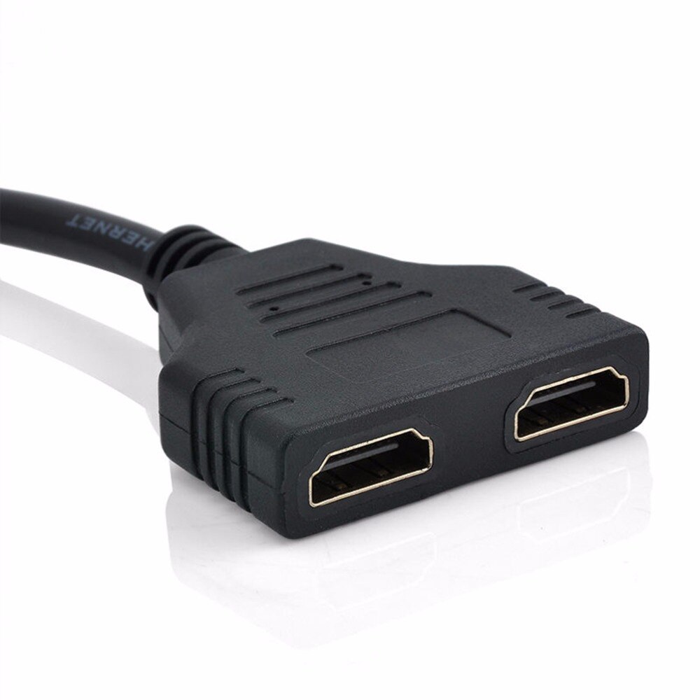 1pc hdmi 2 dobbelt port y splitter 1080p hdmi  v1.4 han til dobbelt hun adapter kabel 1 in 2 ud hdmi konverter tilslut kabel ledning