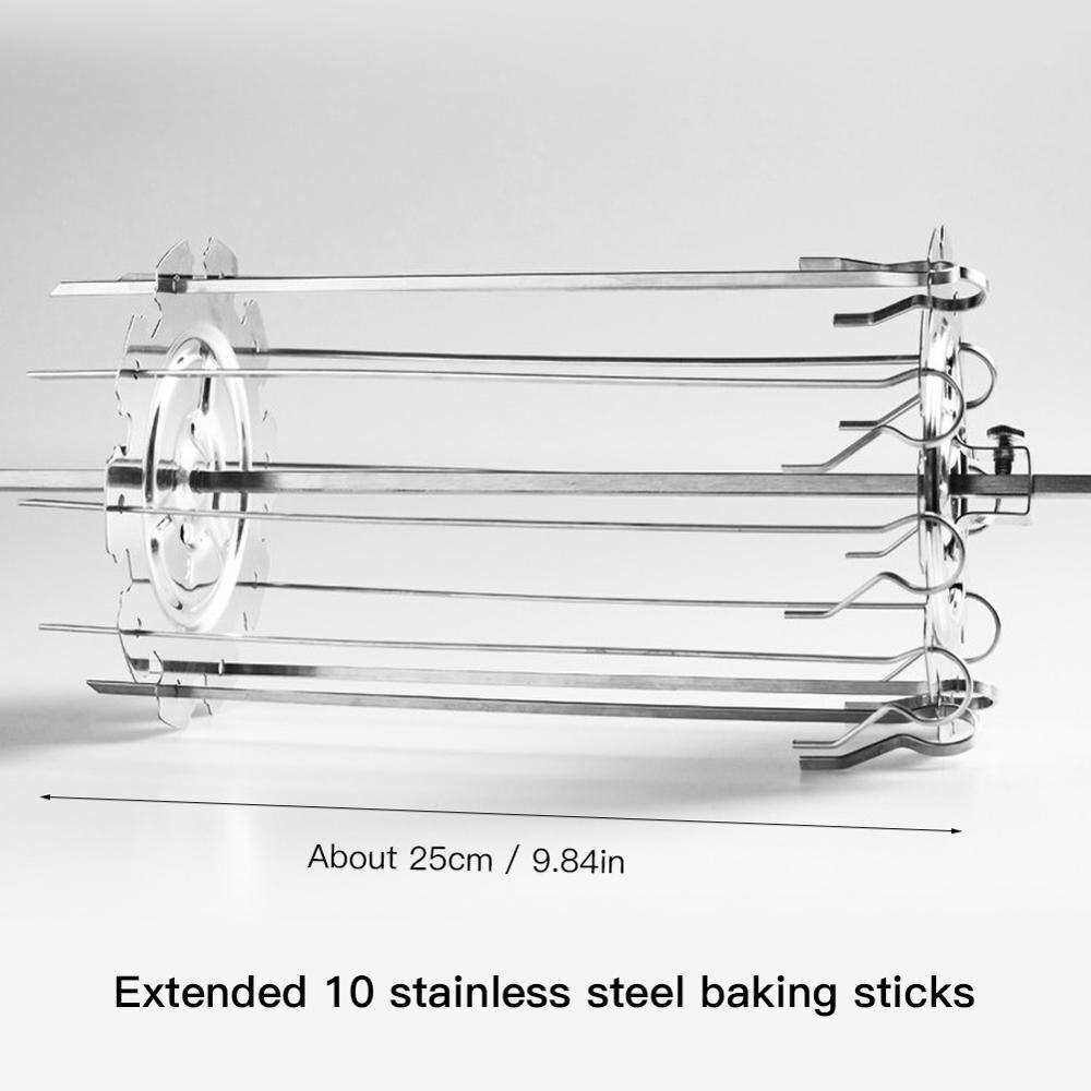 Oven Grill Kooi Roestvrij Staal Vlees Spies Kooi Hittebestendige BBQ Roaster Non-Stick Kebab Maker Vlees Spies Machine Rotisserie Spies Naaldkooi met 10 Spiesjes voor Oven Grill