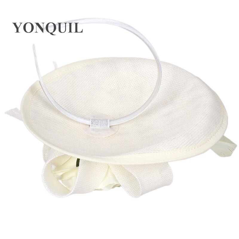 ivory fascinator hat headband women headpiece bridal mariage chapeau cap handmade flower chic millinery