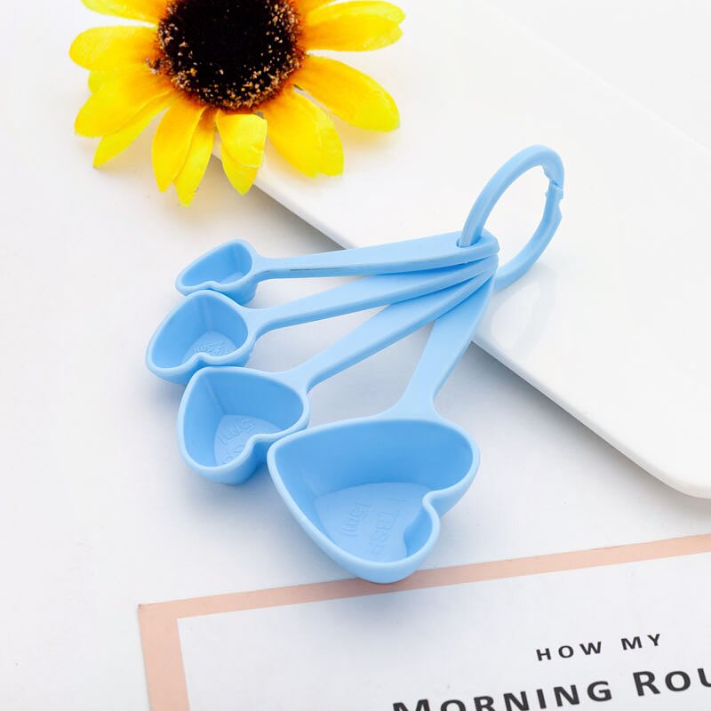 (4Pcs/Lot=1Boxes) Adorable Heart Baby souvenirs of Love Measuring Spoon Favors for Baby Shower favors and birthday Party: Blue