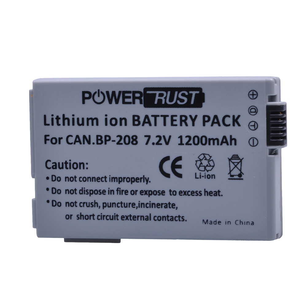 PowerTrust BP-208 BP208 Rechargeable Battery for Canon DC10 DC19 DC20 DC21 DC22 DC40 DC50 DC51 DC95 DC100 DC200 DC201 DC210