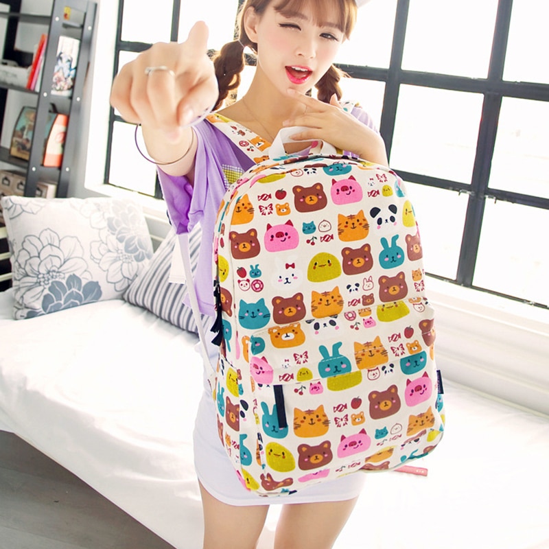 Cartoon Graffiti sac à dos toile femmes sac à bandoulière meilleur voyage adolescent fille garçons école sac à dos femme sac à dos sac à dos