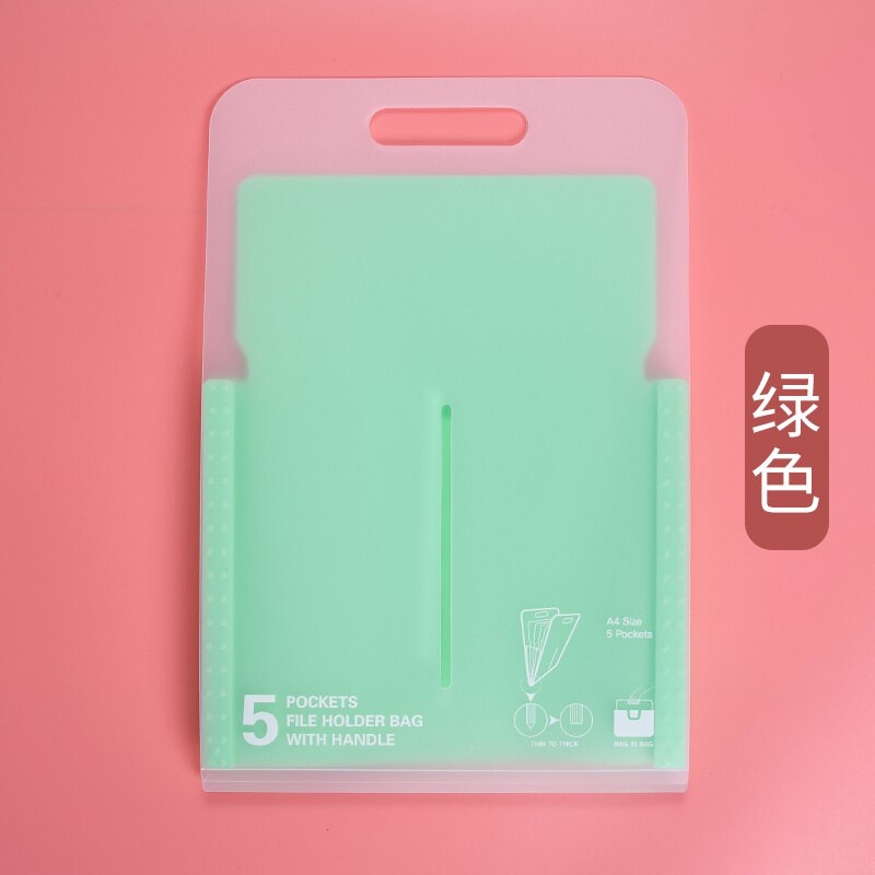 Plastic A4 Map File Manager Ontvangst Bestand Extension Bestand Pakket Wetsvoorstel Map Papier Houder Kantoorbenodigdheden: Green