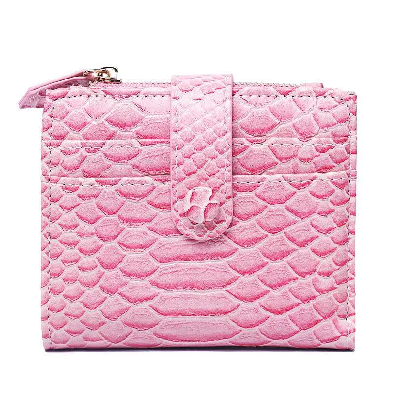 Frauen Maroon Schlange Muster Leder Brieftasche Python Kurze Karten Brieftasche Frauen ZipperCoin Geldbörse Tasche Schlange Name Karte Geldbörse: S-Pink