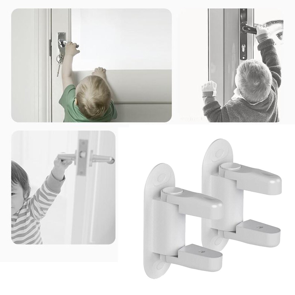2pcs Baby Safety Locks Child Proof Door Lever Locks Safety Doors Adhesive Lever Handle