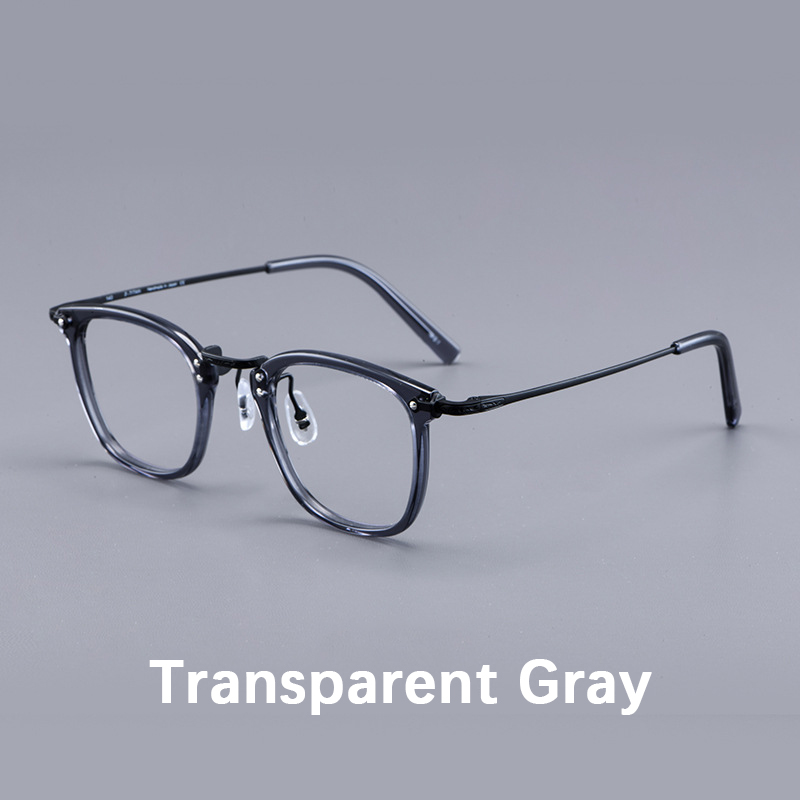 2024 Japan Luxe Puur Titanium Rechthoekig Frame Brillen Man Zakelijke Stijl Acetaat Vierkante Bijziendheid Lenzen Bril: Bruin / Bruin