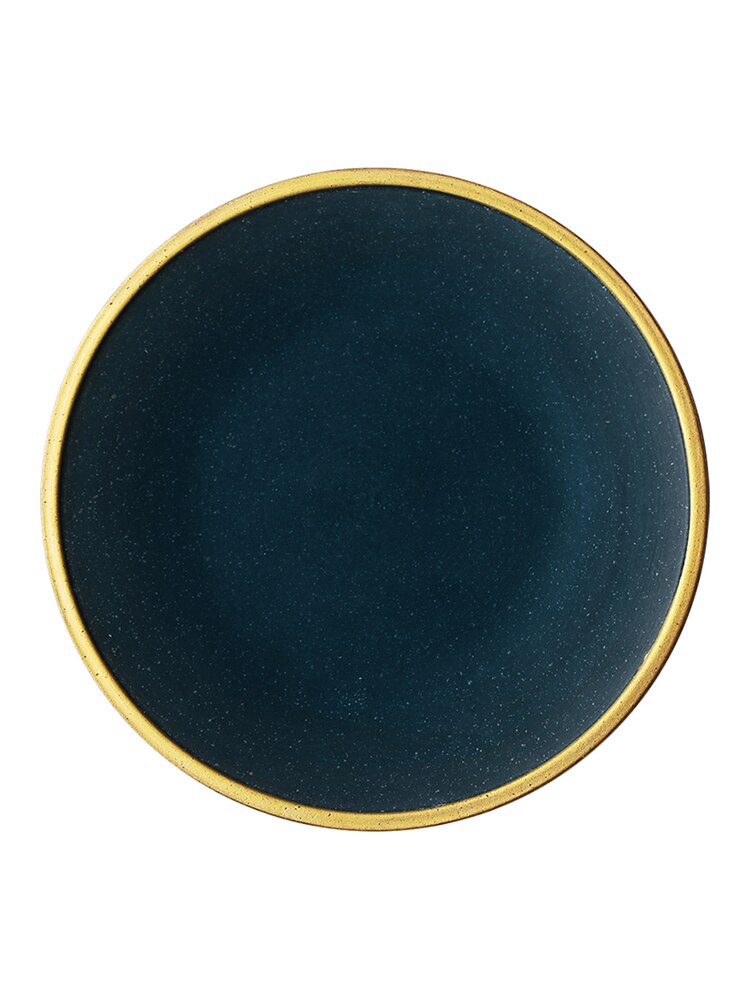 Dark Green Ceramic Plates Dinnerware Set Gold Inlay plate SOUSPLAT Mug Double Ear Bowl