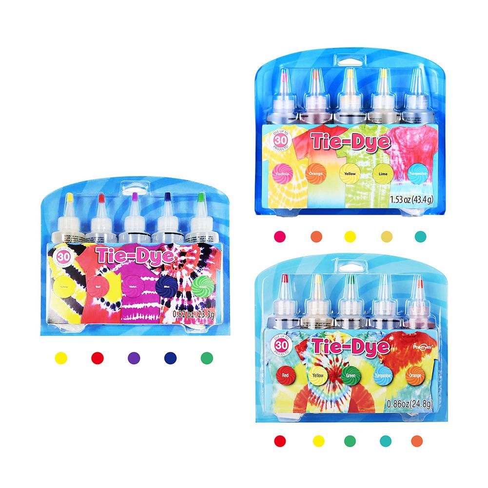 5 farver tie-dye kit permanent et trin kit diy dye kit til stof tekstil håndværk kunst tøj til solo projekter farvestoffer maling