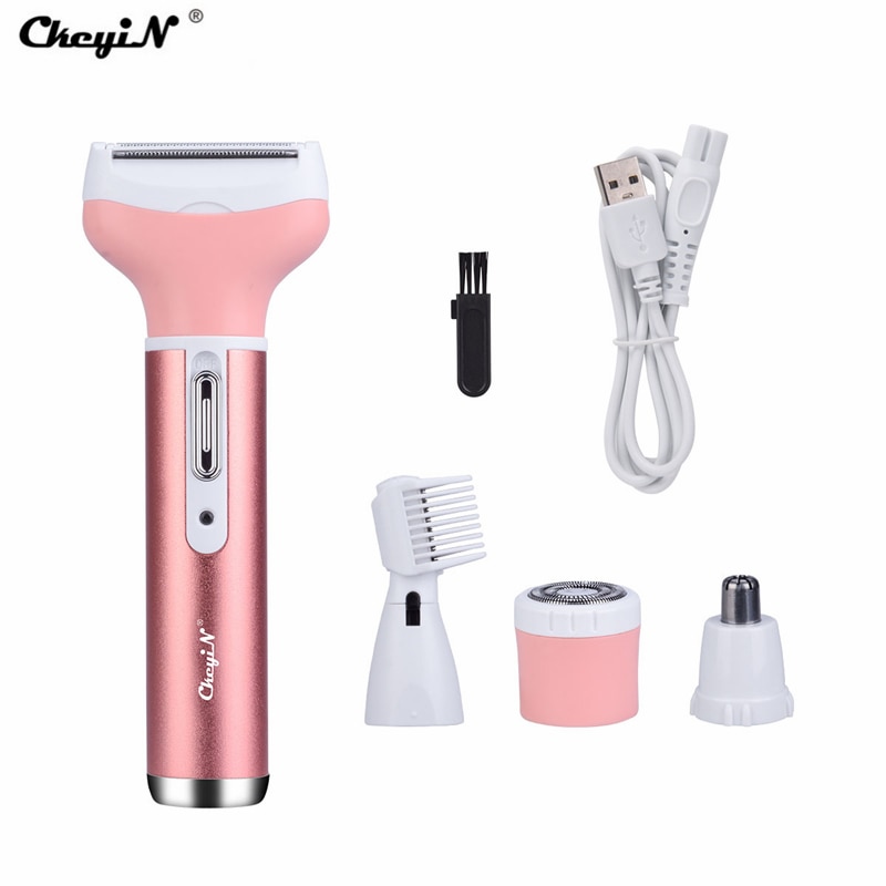 Afeitadora eléctrica multifunción 4 en 1 para mujer, dispositivo de lana, depiladora femenina recargable, recortadora de cejas y nariz, afeitadora de pelo 36