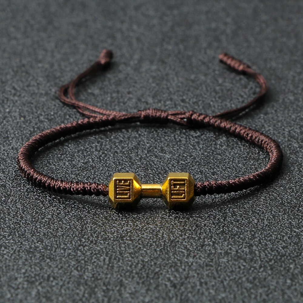 Bracciale intrecciato con ciondolo con manubri energetici Bracciale regolabile in corda di nylon fatto a mano da donna Preghiera Coppia Bracciale Gioielli Regalo Moda