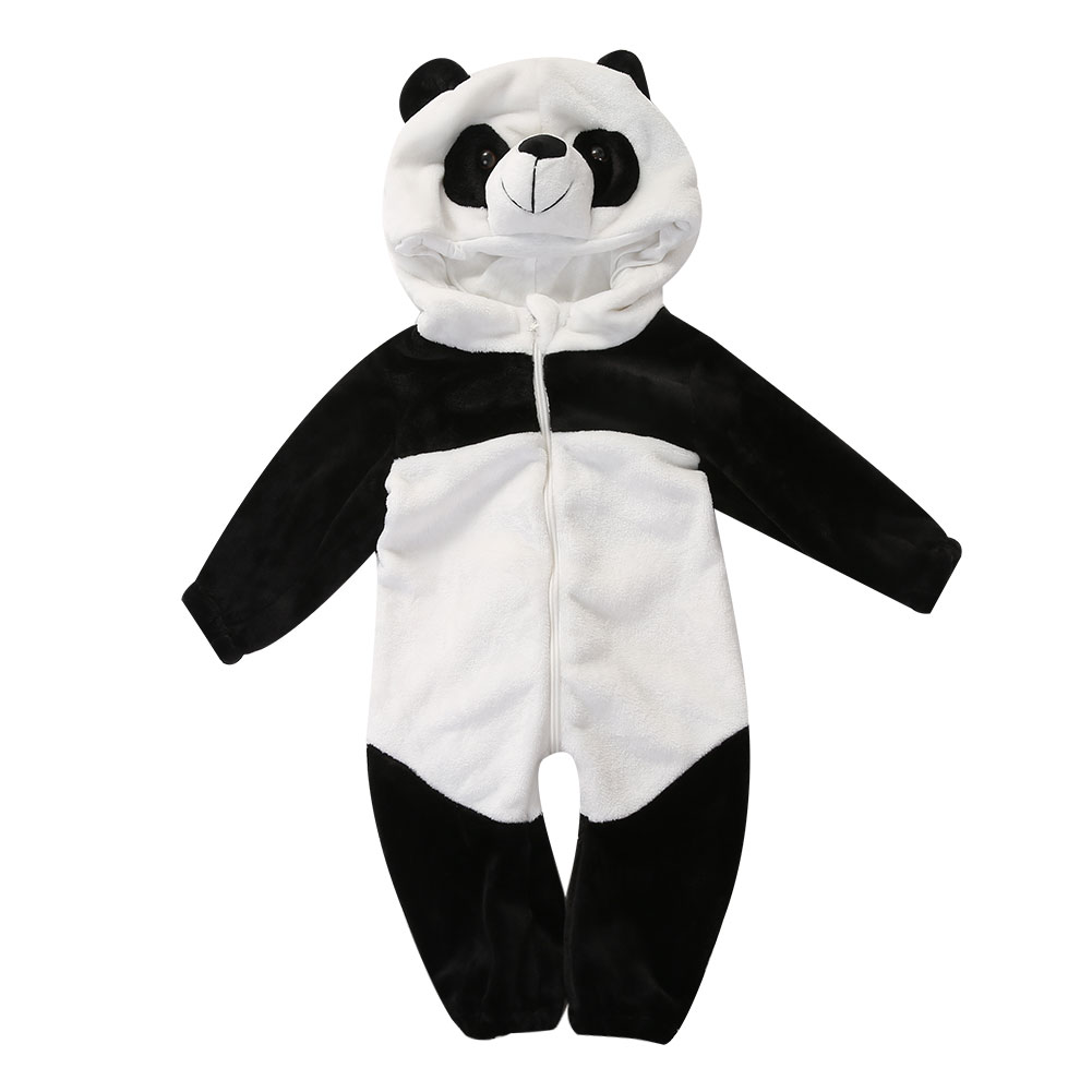 Pudcoco Baby Rompers Cute Infant Boy Girl Long Sleeve Jumpsuit Kids Warm Winter Panda Animal Hooded Romper Baby Outfits Clothes: 12M