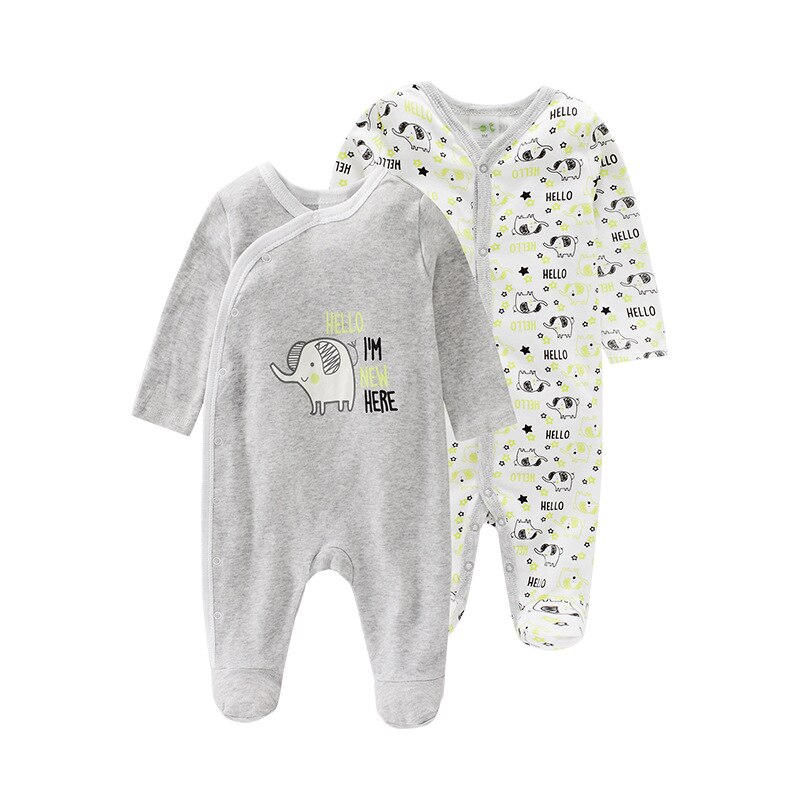 Baby Unisex Rompertjes 2-Pack Nachtkleding Spelen Jumpsuits Set Jongens Meisjes Lange Mouw Ropa Bebe Kleding 0-3-6-9-12M Kids Overalls: Grey 2pcs / 3M