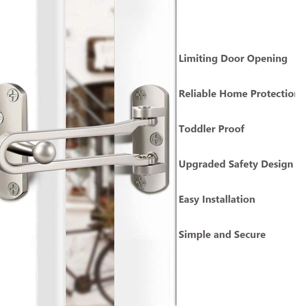 Door Security Guard Zinc Alloy Swing Bar Lock Brushed Finish Door Bolts Door Safety Chain Home Hotel Reinforced Solid Stainless