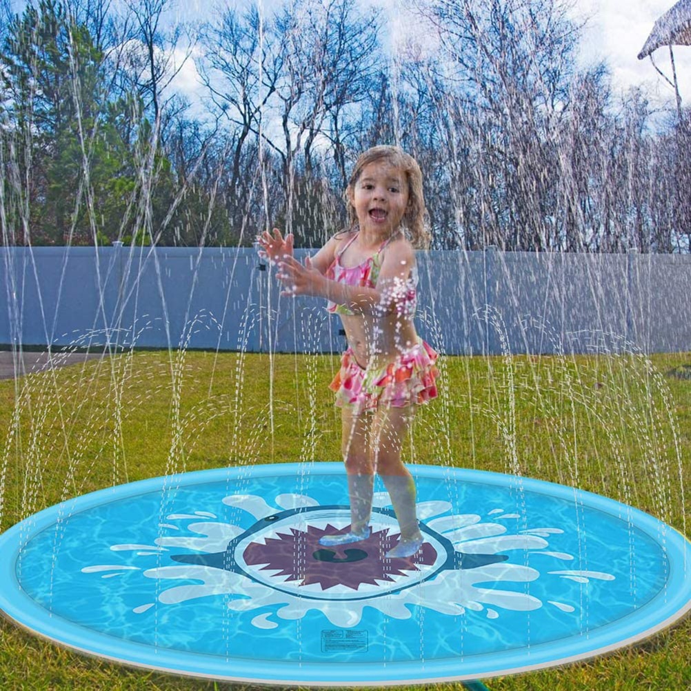 68 Inch Opblaasbare Water Kussen Water Sprinkler Pad Shark Patroon Water Speelkleed Kinderen Games Pad Sprinkler Spelen Speelgoed