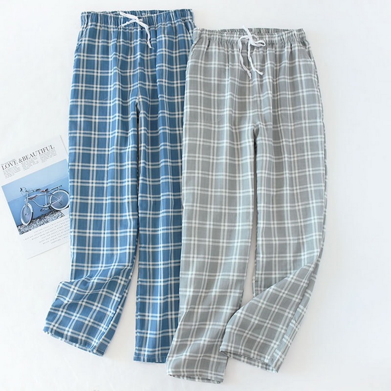 Men's Cotton Sleep Trousers Plaid Knitted Sleep Pants Mens Pajamas Pants Bottoms Sleepwear Pajama Short For Men Pijama Hombre