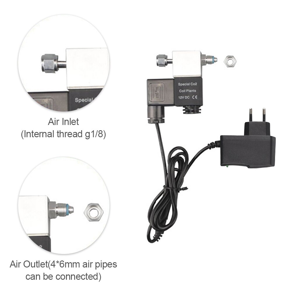 Válvula Solenoide de salida DC 12V, regulador del sistema de CO2 para acuario, válvula magnética eléctrica de baja temperatura para pecera: EU-Single Head