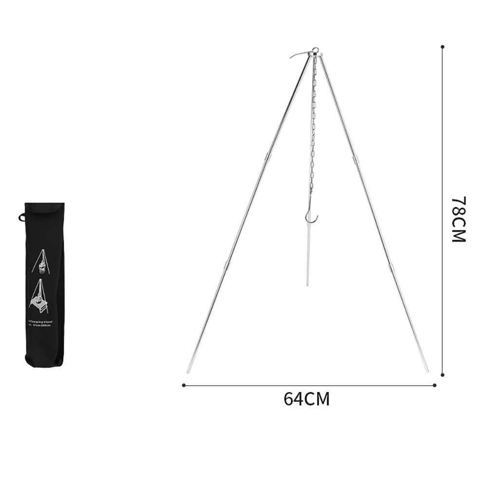 Camping Kampvuur Statief voor Hangende Pot Outdoor Kookgerei Picknick Kookpot Grill Rack Barbecue Ondersteuning Aluminium Statief: Zilver