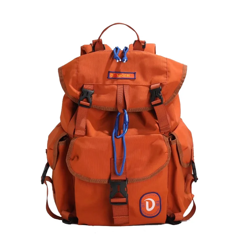 Shine Orange Nylon Backpacks String Water Proof Large Capacity Casual Outdoor Bags for Unisex mochilas: Dark Khaki