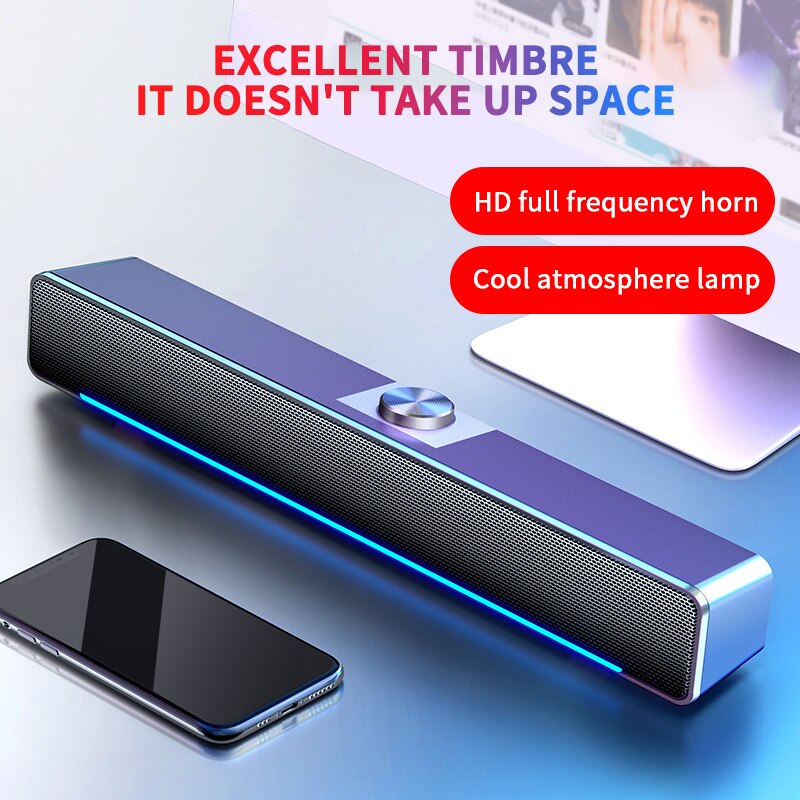 USB Bluetooth Speaker Wired Computer Speaker Bass Stereo Powerful Music Player Subwoofer for PC Laptop
