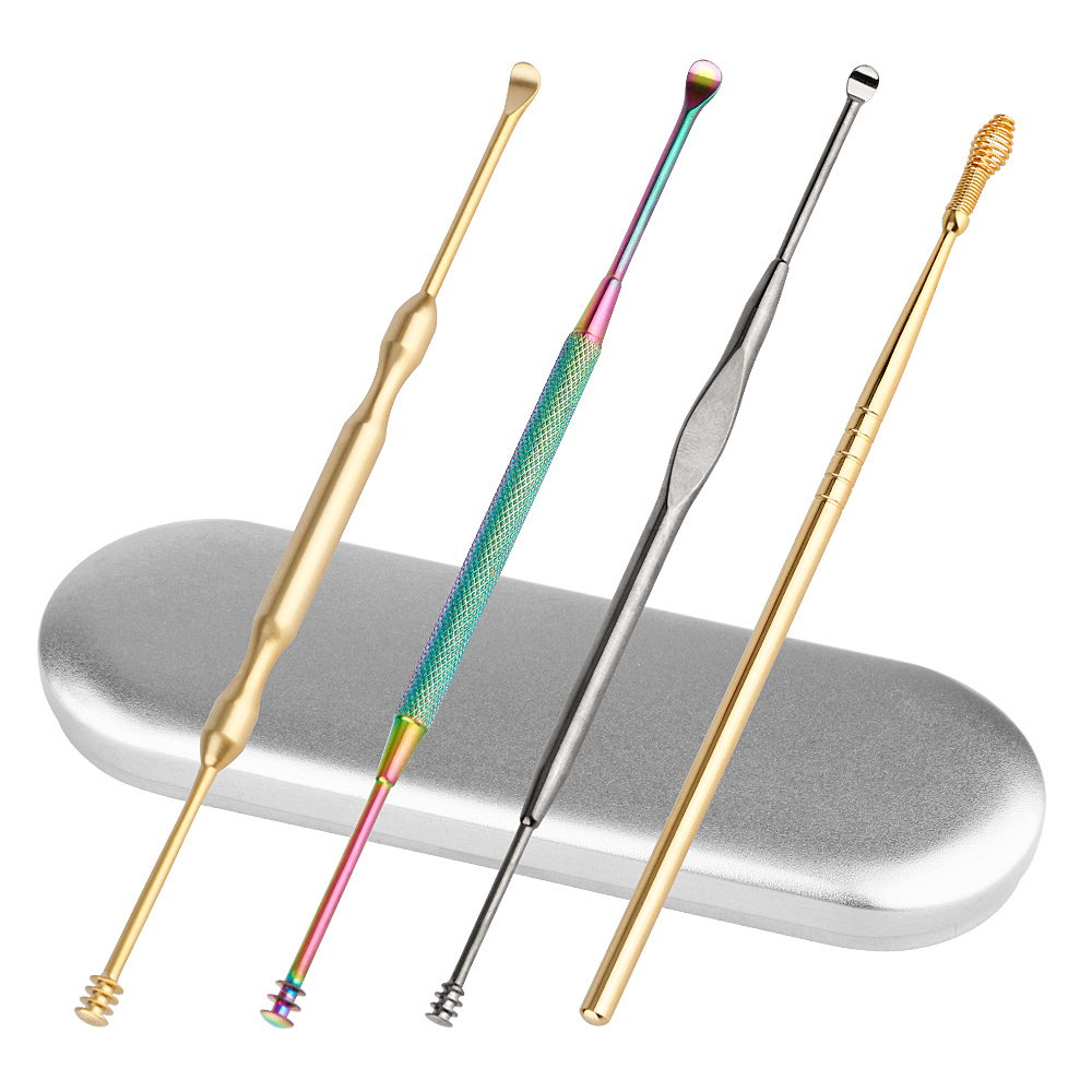 4 Stks/partij Rainbow Chameleon Ear Wax Pickers Rvs Earpick Wax Remover Curette Oor Pick Cleaner Lepel Oor Schoonmaken Gereedschap