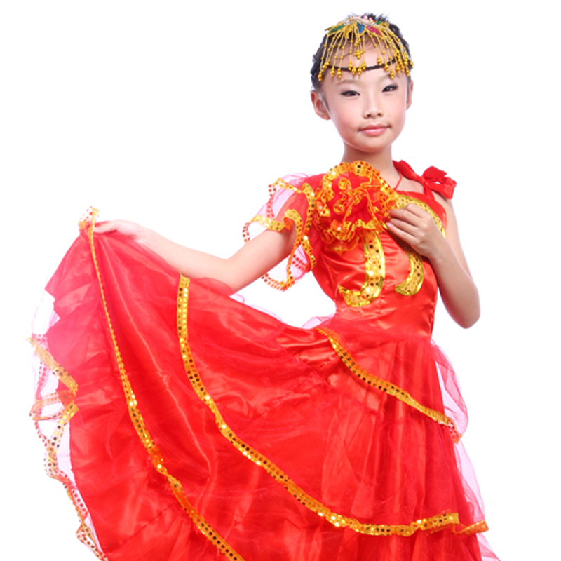 freundlicher Flamenco Tanzkleid Öffnung tanzen Kostüm Mädchen Flamenco Kleidung Spanisch Paso Doble tanzen Kostüm für Art