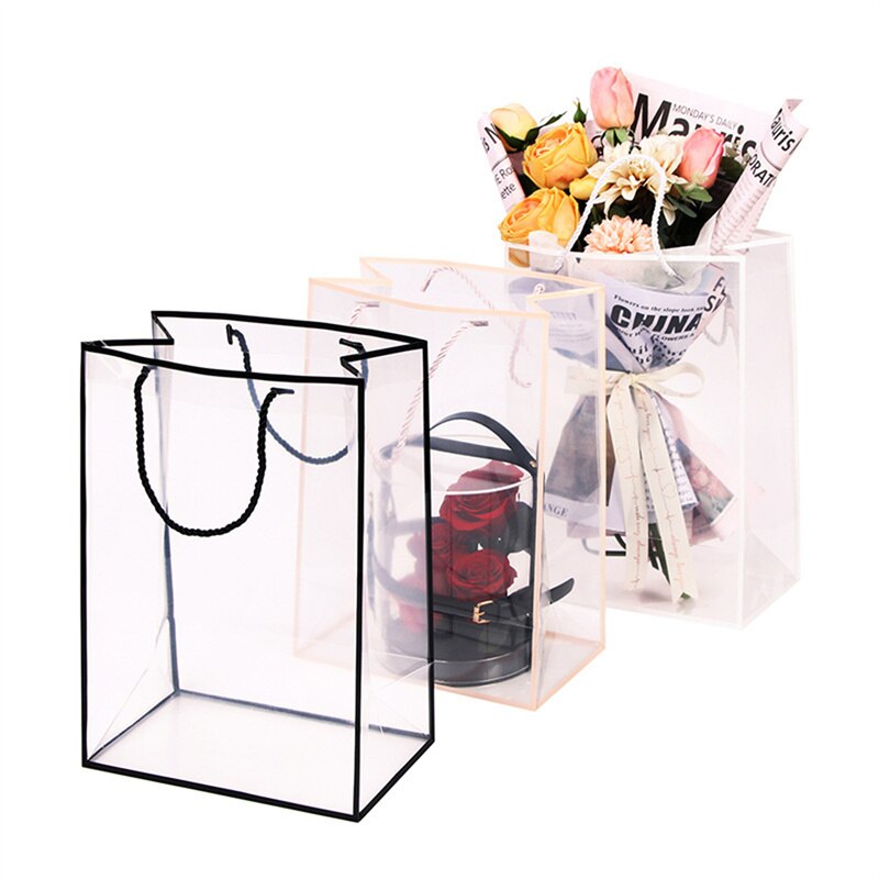 Sac à main fourre-tout Transparent pour fleuriste, emballage de Bouquet de fleurs, sac d&#39;emballage en PVC,