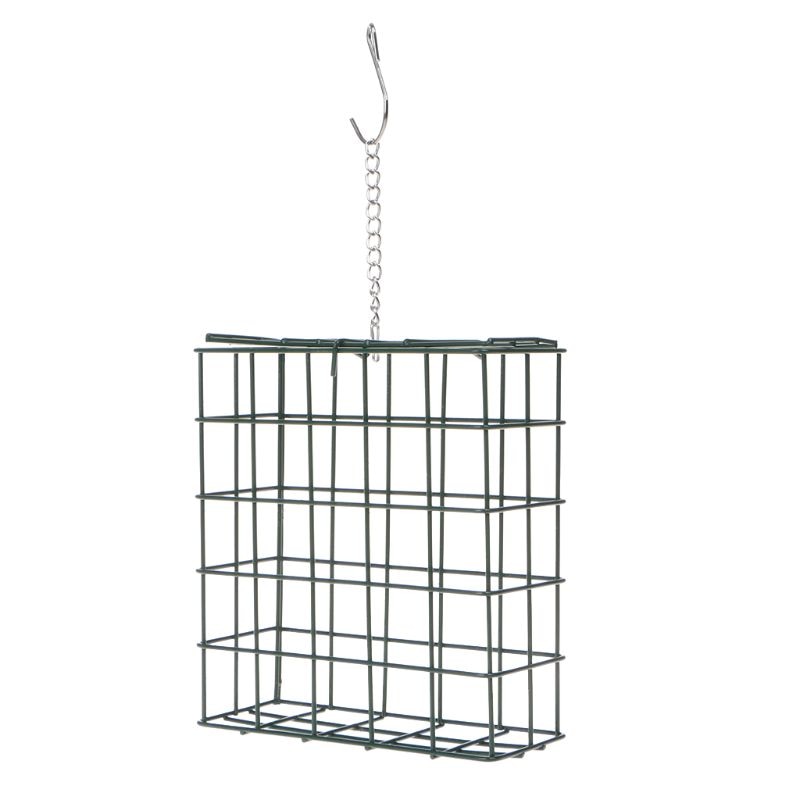 Bird Feeder Green Cube Cage Food Container Outdoor Wild Birds Parrot Feeding Hanging Tree Portable Fruit Vegetable Park Garden