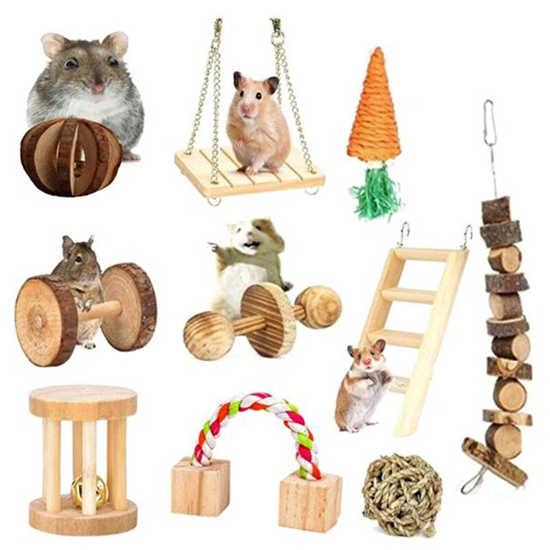 Houten Huisdier Speelgoed Set Hamster Konijn Papegaai Spelen Molars Levert Hamster Vogel Speelgoed Set Huisdier Speelgoed