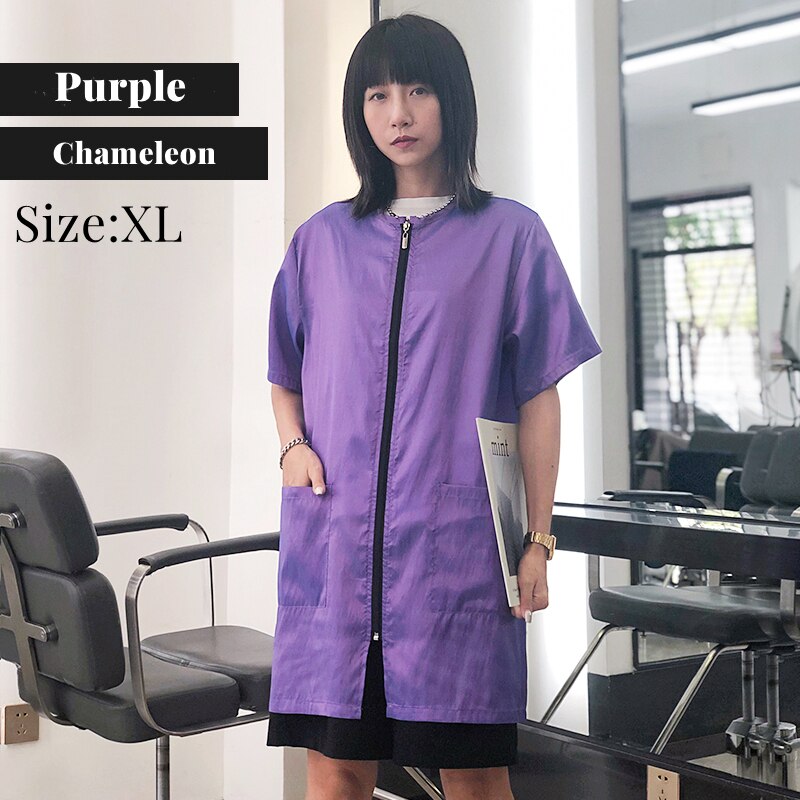 Ropa de trabajo impermeable para tienda de mascotas, uniforme de cosmetología, estilista de salón , capa de peluquería con cremallera, belleza G0831: Chocolate