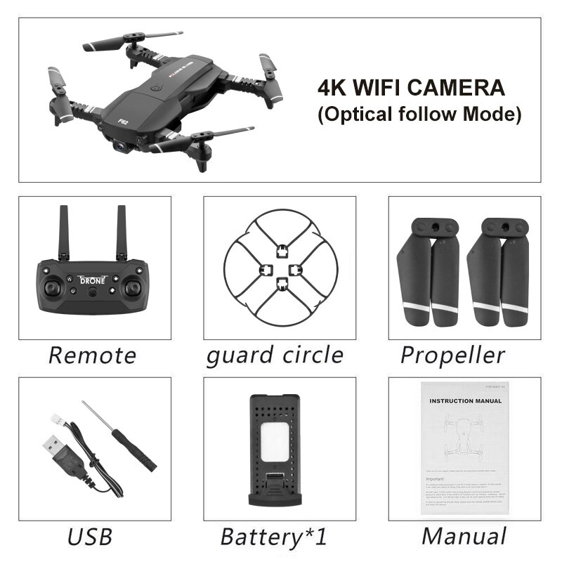 F62 2.4G WIFI 0.3MP/4K 16MP HD grand Angle caméra RC Drone optique Avion intelligent Fpv Avion Rc Gasolina appareil photo numérique sans miroir: TC-1B-hei-4K
