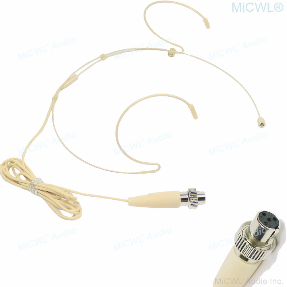 Beżowy HM200 ukryty Mini mikrofon z podwójnym zestaw słuchawkowy dla Shure Sennheiser AKG MiPro Audio-Technica Wirelss etui z suwakiem z paskiem: Kości słoniowej
