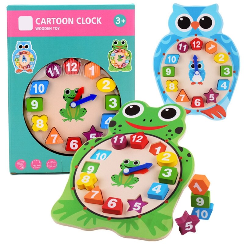 Early Education Clock Wooden Number Blocks Animal Shape Kindergarten Children Kid Develops Time and Early Math Skills H055