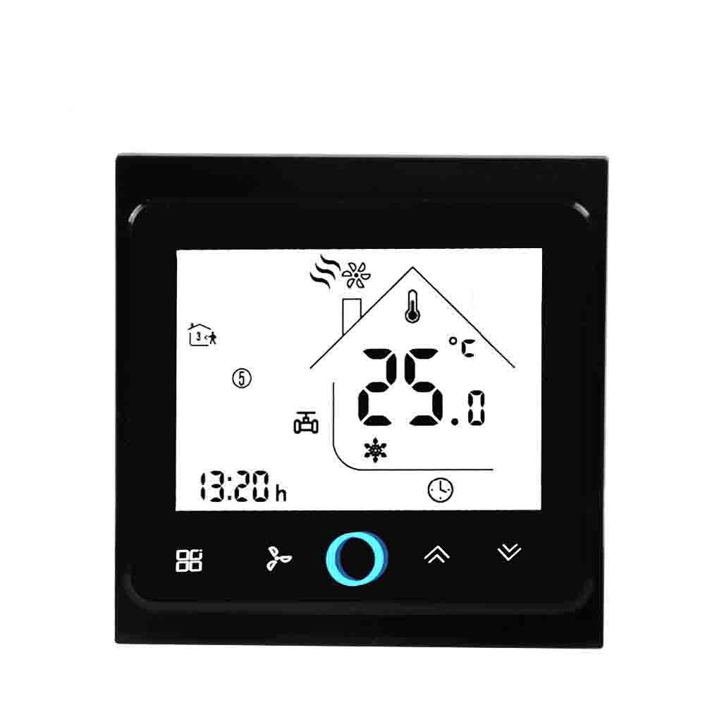 Wifi termostat -2p køling / opvarmning, arbejde med google assistent ,95-240 vac 24v valgfri: Sort / 24 vakuum