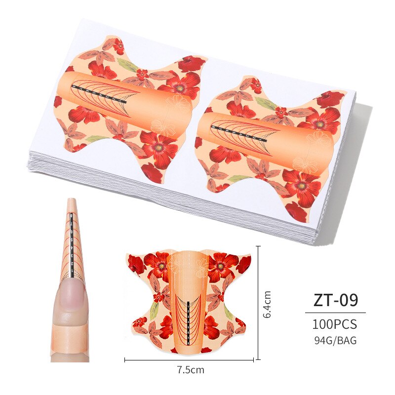 100 Pcs/Lot French Nail Form Tips Nail Extension Art Tools False Nails Art DIY Guide Forms Manicure Set Nail Forms Extension: 9