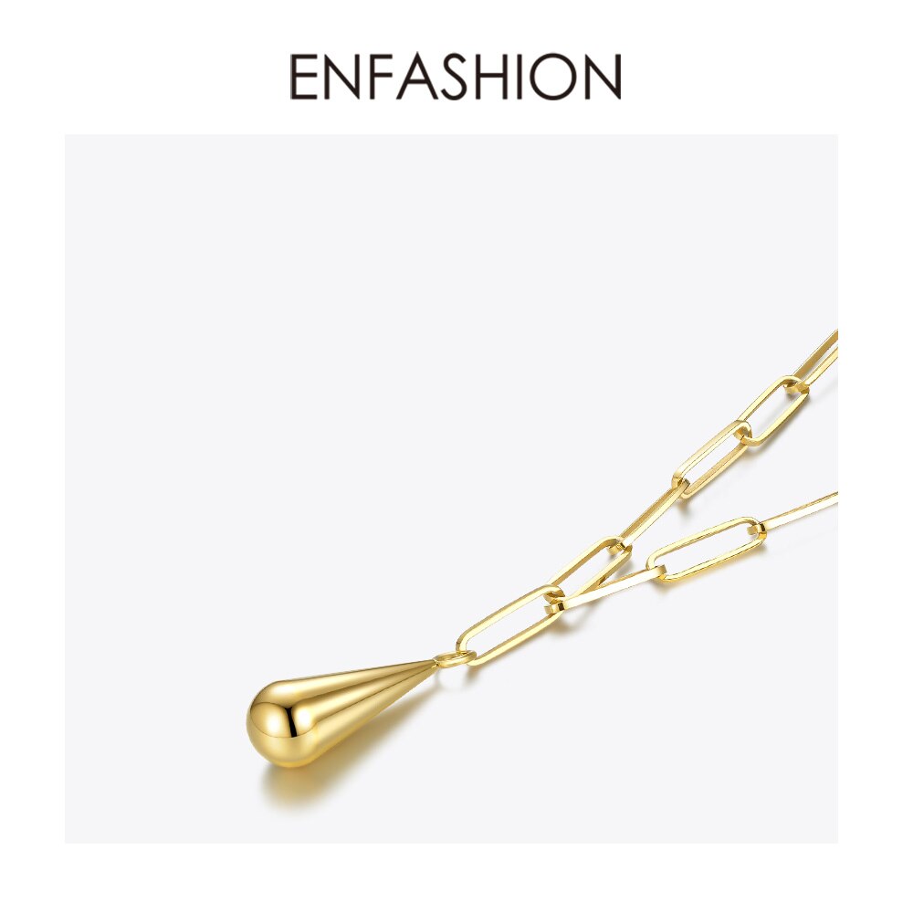 Enfashion Water Druppel Hanger Ketting Vrouwen Roestvrij Staal Gouden Kleur Ketting Choker Ketting Mode-sieraden P203086
