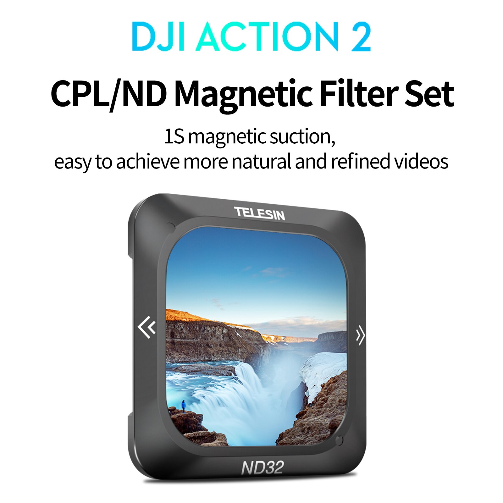 TELESIN-Juego de filtros de lentes ND CPL magnético para cámara DJI Action 2, ND8, ND16, ND32, accesorios de filtro de lentes, marco de aleación de aluminio