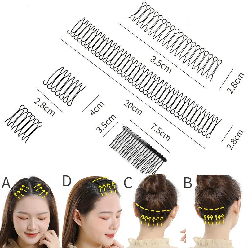 Horquilla Invisible para el pelo roto para mujer, herramientas estilo Tiara, rollo curvo, flequillo de aguja, peine de inserción fija, accesorios de estilismo: Gris oscuro