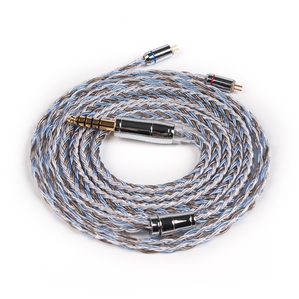 AK KBEAR-Thorough 16 Core Upgraded Silver Plated Copper Cable 2.5/3.5/4.4MM With MMCX/2pin/QDC TFZ Connector For KZ ZS10 ZSN Pro: 2PIN 4.4