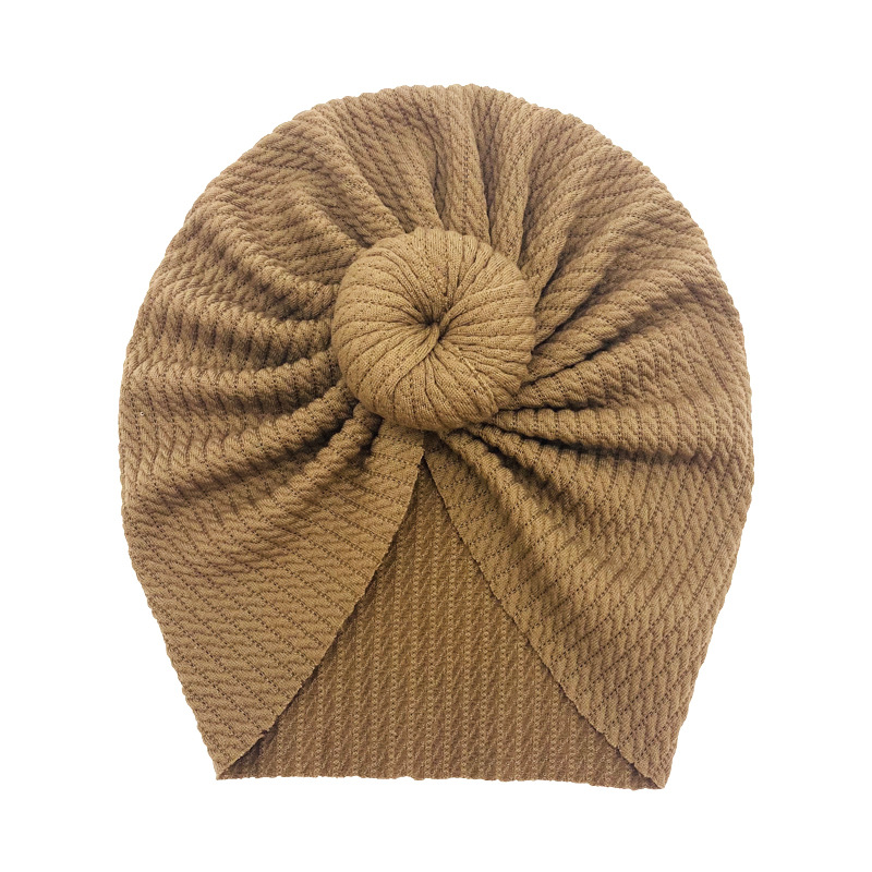 Turban doux pour bébé fille, chapeau pour -né, couleur unie, automne et hiver: coffee
