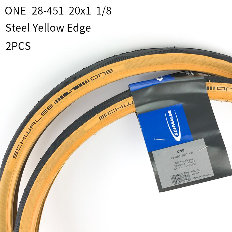Schwalbe stålwire cykeldæk 20 tommer 28-406 451 sort gul kantdæk et 20 x 1.10 til foldecykel lille hjul cykeldæk: 28-451 gule 2pc