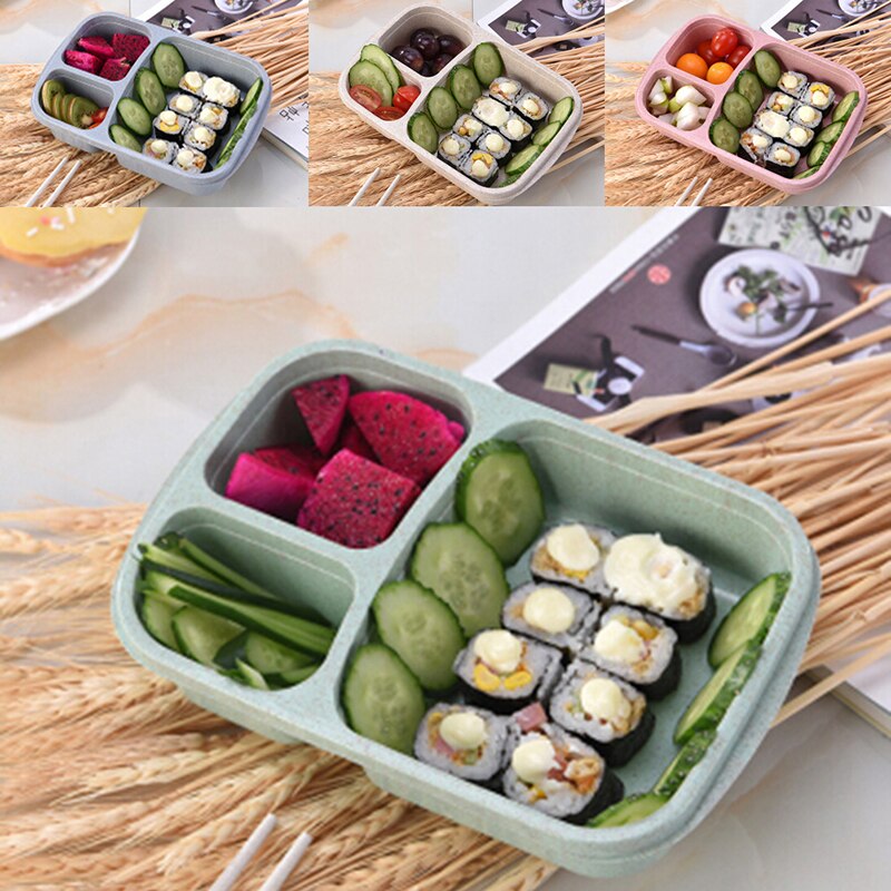 Aparte Lunchbox Lekvrij Voedsel Container Magnetron Servies Voor Studenten Draagbare Bento Lunchbox Willekeurige Kleur